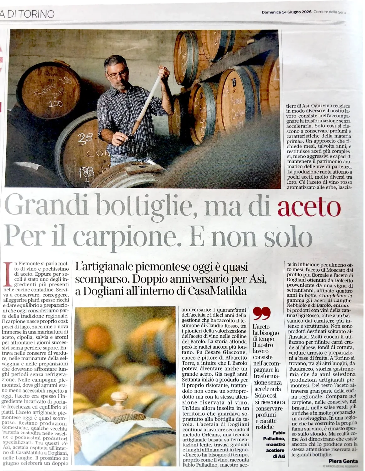 Articolo del Corriere della Sera su Asì delle Langhe e CasaMatilda