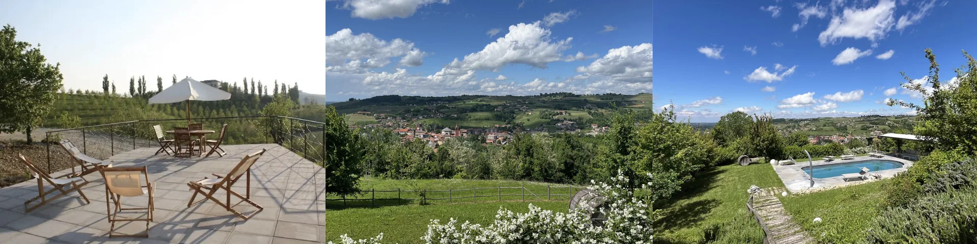 Tre scorci di CasaMatilda tra vigne, stagioni e piscina